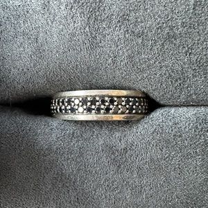 David Yurman 2 row black diamond men’s wedding band. Size 10 ring